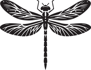 Fototapeta premium White background black silhouette of a dragonfly