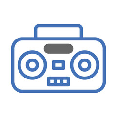 Stylized Boombox Icon with Bold Blue Outline