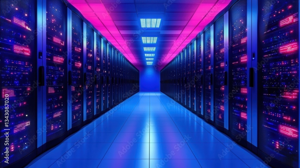 Poster cyber firewall and barrier a server room with multiple layers of security, including firewalls, intr