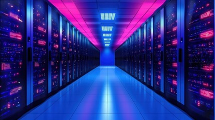 Fototapeta premium Cyber Firewall and Barrier A server room with multiple layers of security, including firewalls, intrusion detection systems, and physical barriers.