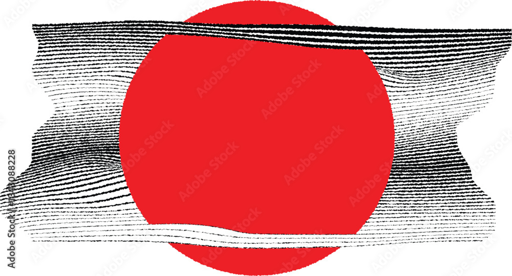 Leinwandbilder Abstract motion graphic design background . Black circle and horizontal lines . Transition shapes . Wavy lines.  Movement composition . Roughen lines and circles combination. Vector illustration