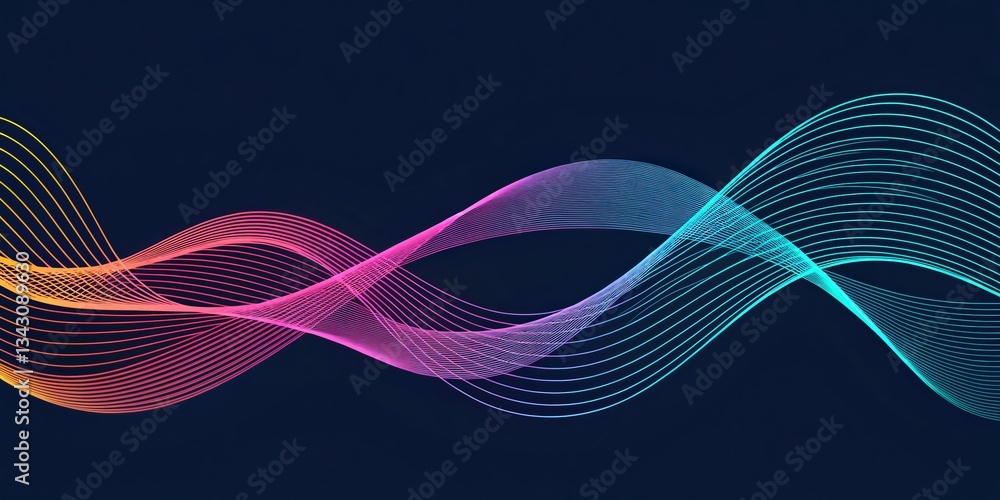 Poster dynamic colorful wave patterns digital graphic design abstract visual art modern aesthetic vibrant e