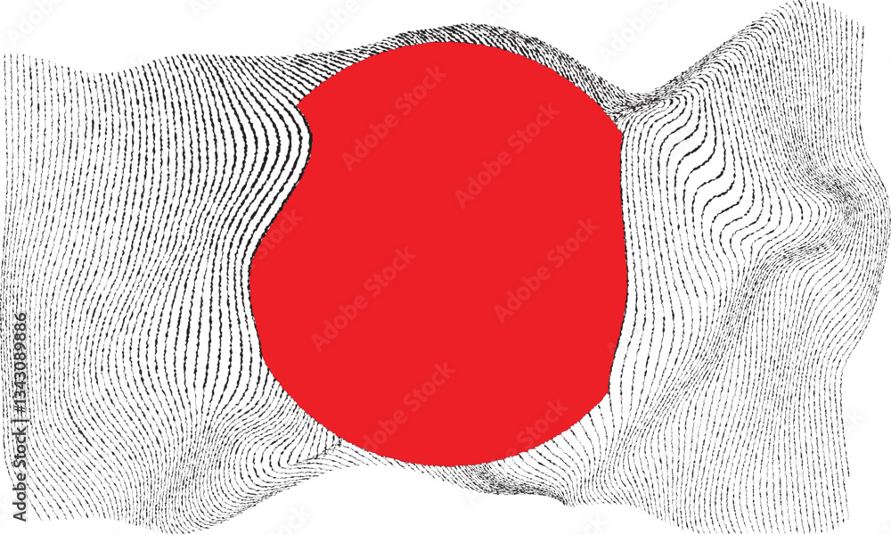 Leinwandbilder Abstract motion graphic design background . Black circle and horizontal lines . Transition shapes . Wavy lines.  Movement composition . Roughen lines and circles combination. Vector illustration