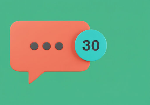3D Render of Orange Speech Bubble with Teal Notification