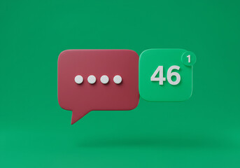 3D Render of Red and Green Chat Notification Icons