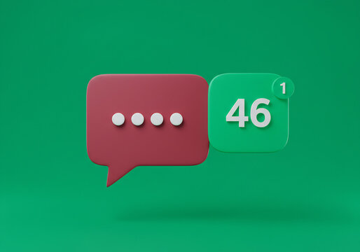 3D Render of Red and Green Chat Notification Icons