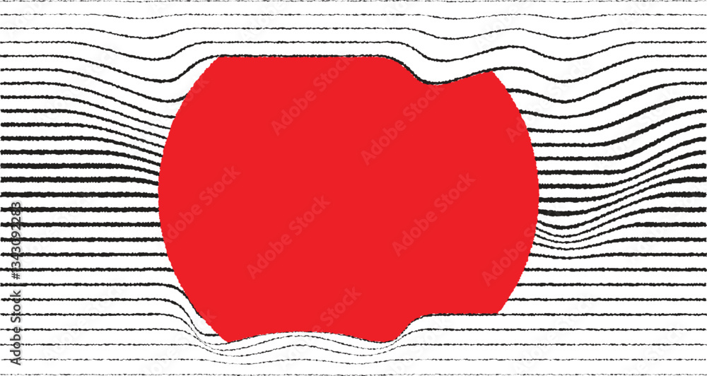 Fototapete Abstract motion graphic design background . Black circle and horizontal lines . Transition shapes . Wavy lines.  Movement composition . Roughen lines and circles combination. Vector illustration