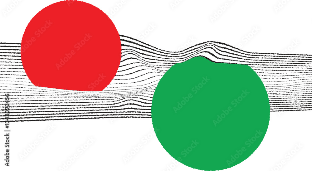 Fototapete Abstract motion graphic design background . Black circle and horizontal lines . Transition shapes . Wavy lines.  Movement composition . Roughen lines and circles combination. Vector illustration