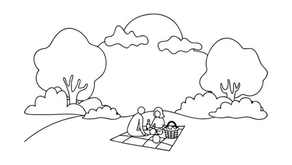 Family Picnic Sunset Nature Outdoors Happiness Relaxation Leisure Time Together