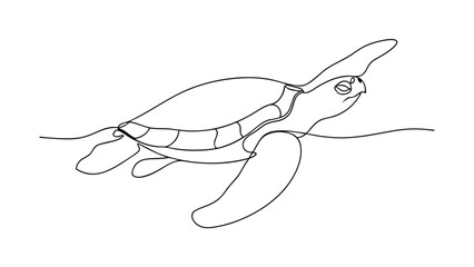 Obraz premium Elegant Sea Turtle Line Art SingleLine Drawing, Ocean Life