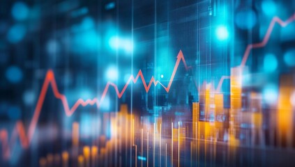 Fototapeta premium Abstract financial data visualization with upward trend