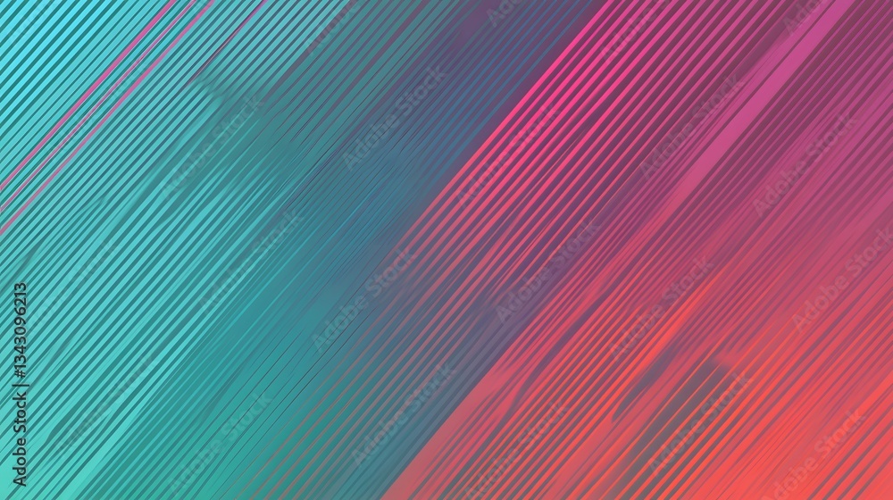 Poster gradient background of diagonal lines with teal and coral colors