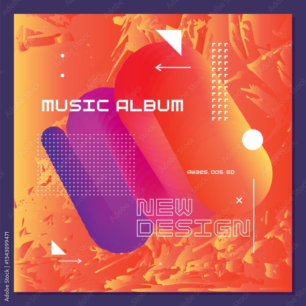 Poster abstract background with various bright geometric shapes. concise design. a composition of figures o