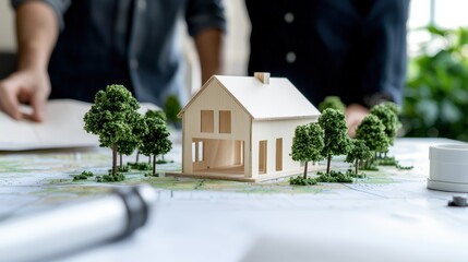 A couple looking at a map while planning their future home location, aspirational theme, copy space available,