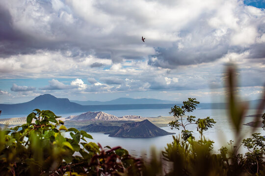 Landscape Shot Of Taal Volcano And Lake In The Philippines