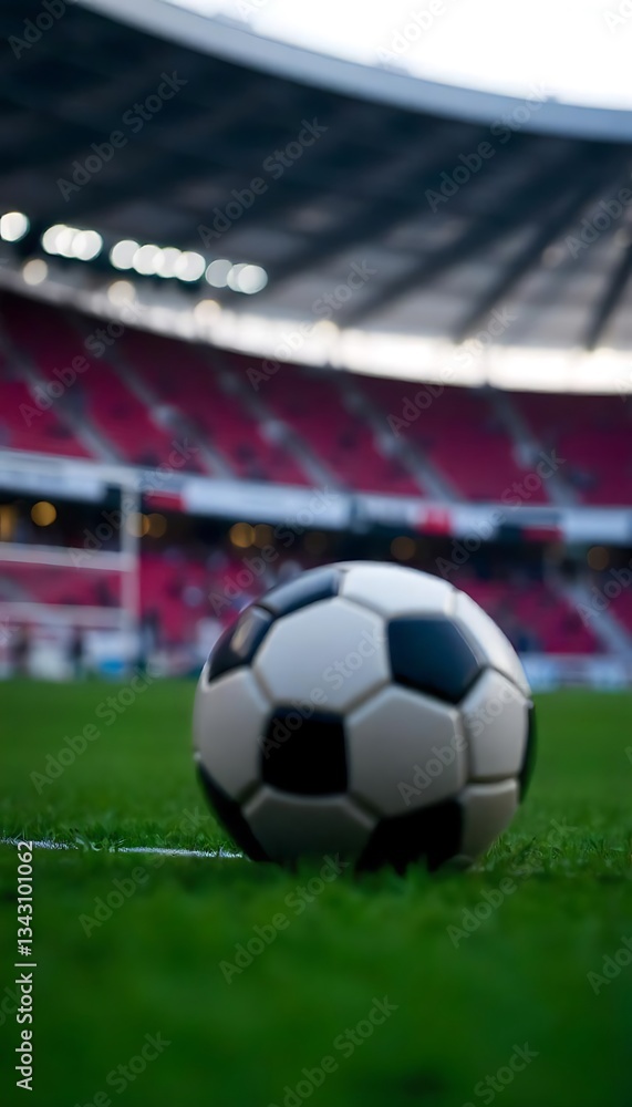 Poster generative ai capturing the essence of a soccer game with a ball on the field