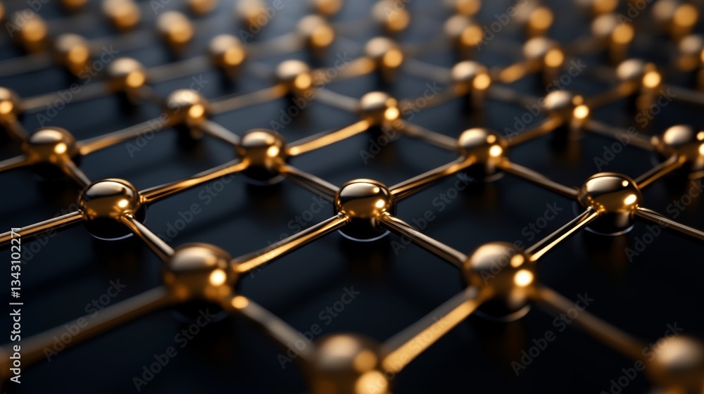 Poster elegant a detailed shot of superconducting qubits on a quantum processor with gold and silver wiring