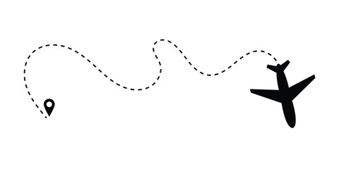 Fototapeta premium Plane routes dotted paths aircraft travel route start point Flight route with start point and dash line in eps 10.