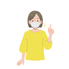 マスクをつける女性