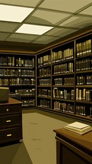 Bookshelves in classic library. Study, knowledge and wisdom background for education and research