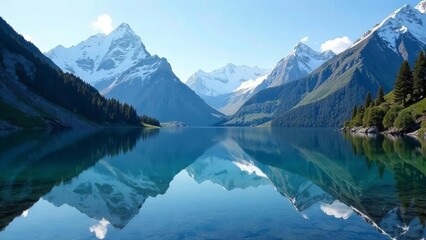 Naklejka premium lake louise banff national park , Breathtaking view of the lake. Mountains. Landscape. Photo wallpaper