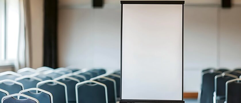 Empty Conference Room Featuring a Blank Vertical Presentation Display