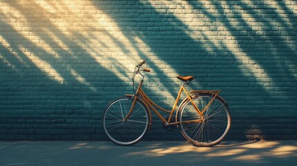 Fototapeta premium Sunny Day Bicycle Brick Wall
