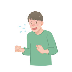 くしゃみをする男性