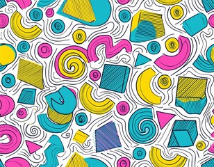 Fototapeta premium Memphis geometric seamless pattern. Multicolor abstract background in retro 80s, 90s style