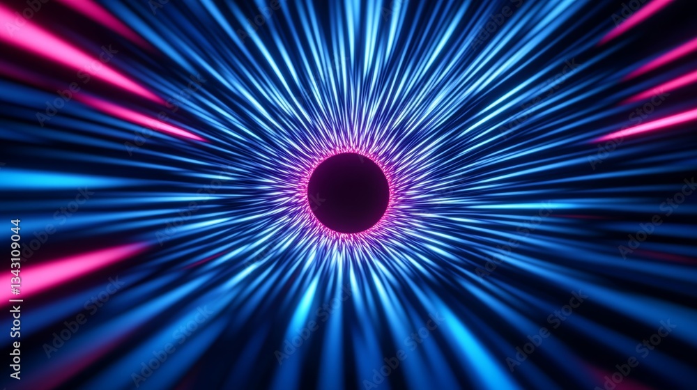 Poster elegant a high speed 5g network visualized with glowing blue and red waves radiating from a cell tow