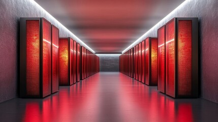 Elegant A modern data center filled with rows of glowing servers symbolizing the backbone of 5G technology and cloud computing 