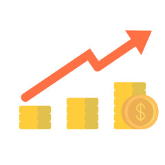 Business growth graph with golden coins showing financial success and progress