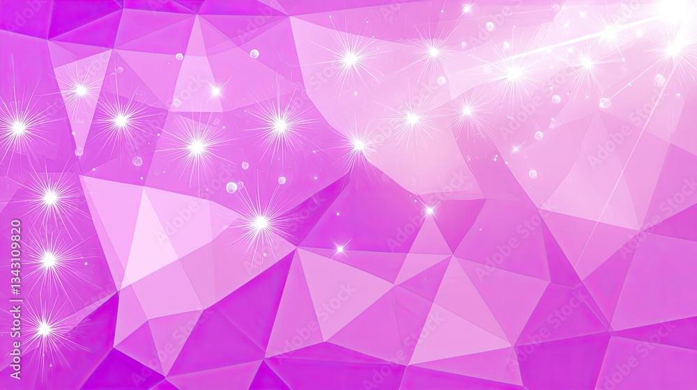 Sticker abstract polygonal background with glowing particles