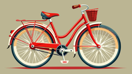 Fototapeta premium A retro bicycle, painted red and white, with a quaint wooden seat.