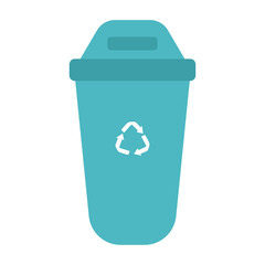 World Earth Day, Blue Trash Bin Illustration