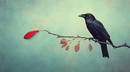 Fototapeta premium Space Black Raven Perspective Mysterious Autumn Empty