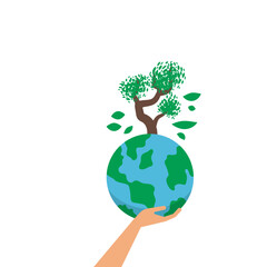 Tree and Earth Reforestation Illustration