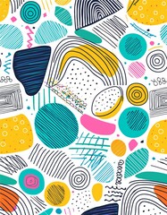 Memphis geometric seamless pattern. Multicolor abstract background in retro 80s, 90s style