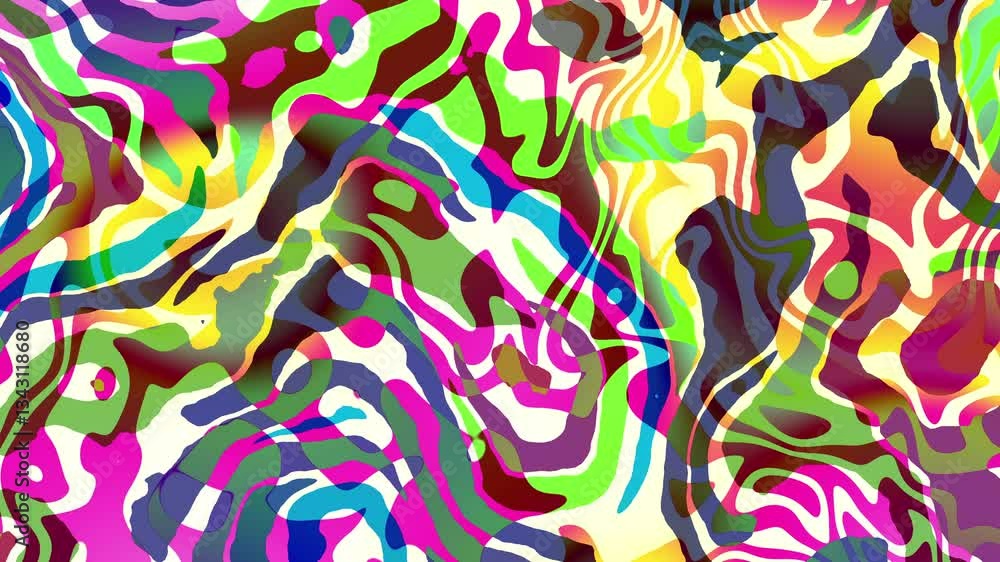 Poster colorful abstract psychedelic fluid background for summer music festival. loop vj background