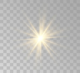 Transparent yellow sunlight special lens flash light effect. Front solar flare lenses