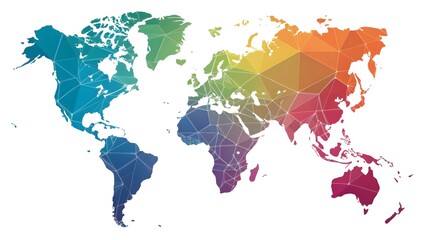 Obraz premium Vibrant Gradient World Map Colorful, Modern Global Illustration V4