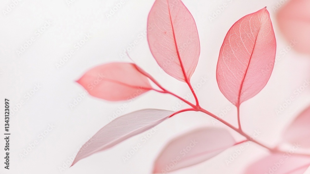 Poster delicate pink leaves elegantly float against a soft backdrop, showcasing intricate veins and texture