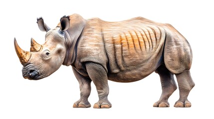 Fototapeta premium Majestic White Rhinoceros Wildlife Animal Large Mammal Isolated on White Background