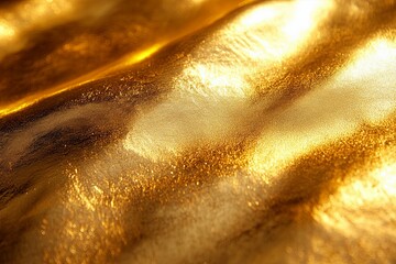 A detailed image of shimmering golden textured waves presents