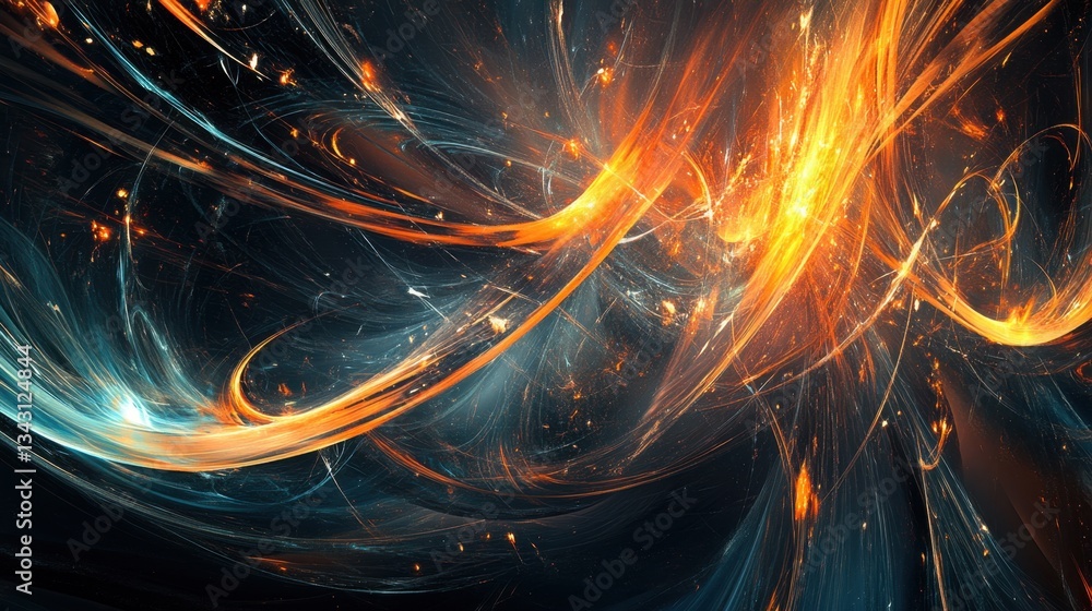 Poster abstract design with interconnecting lines and bright colors symbolizing innovation.