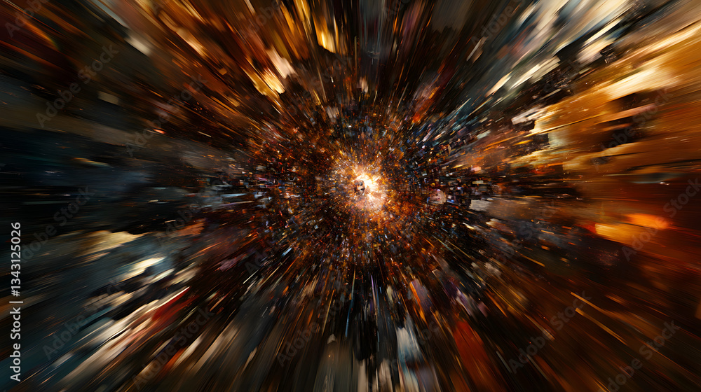 Poster stunningly colorful explosion of light creating a captivating visual experience at a funfair filled 