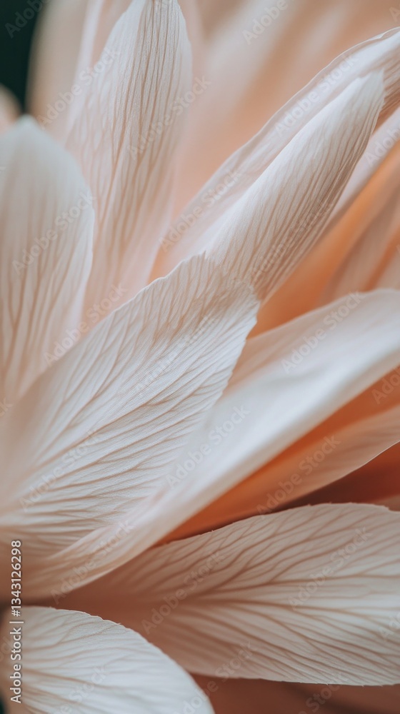 Poster Petals unfurl in gentle layers, showcasing a blend of soft peach and creamy hues. Natural light accentuates the delicate textures, inviting a sense of calm and beauty in nature