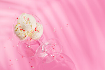 A charming ice cream treat adorned with heart-shaped decor