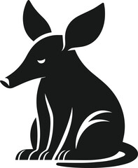 Aardvark sitting with ears drooping sleepily animal silhouette vector