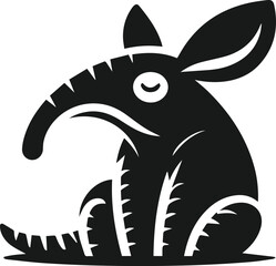 Aardvark sitting with ears drooping sleepily animal silhouette vector